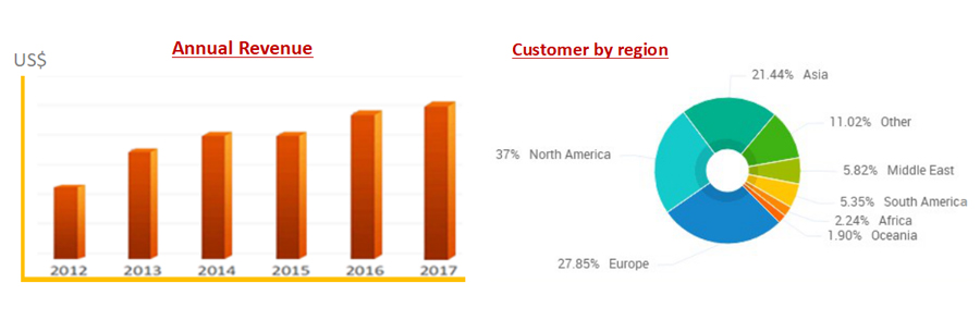 annual revenue & customer by region